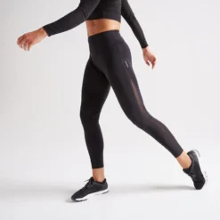 Leggings Mallas Fitness Largas Talle Alto Mujer Domyos Negro
