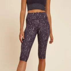Leggings Mallas Yoga Dinámico Corsario Mujer Estampado Violeta