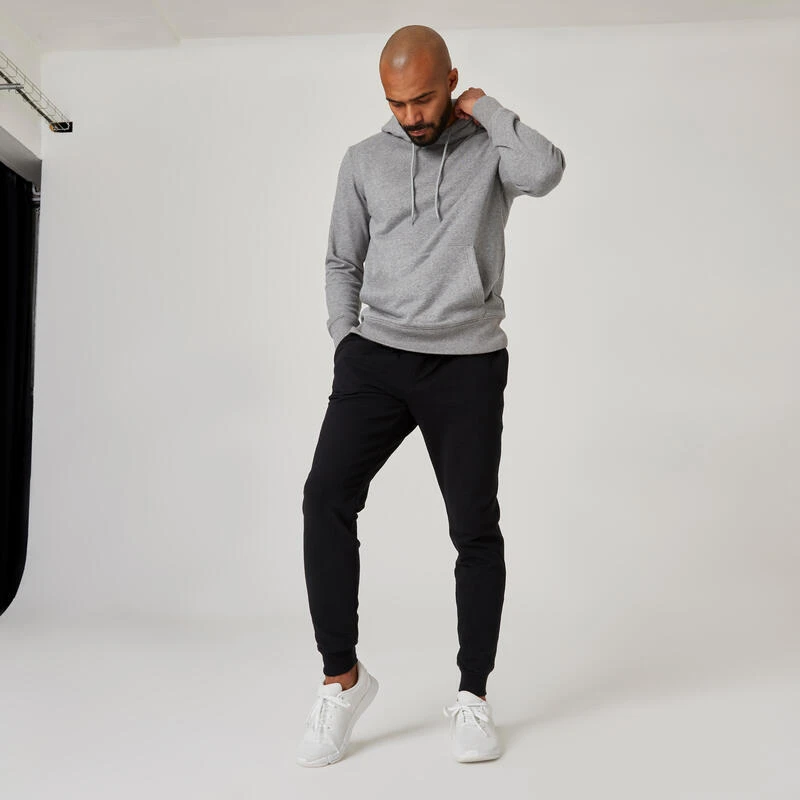 Pantalón Chándal Fitness Algodón Ajustado Hombre Domyos 500+ Negro 3 Pantalón Chándal Fitness Algodón Ajustado Hombre Domyos 500+ Negro - Imagen 3