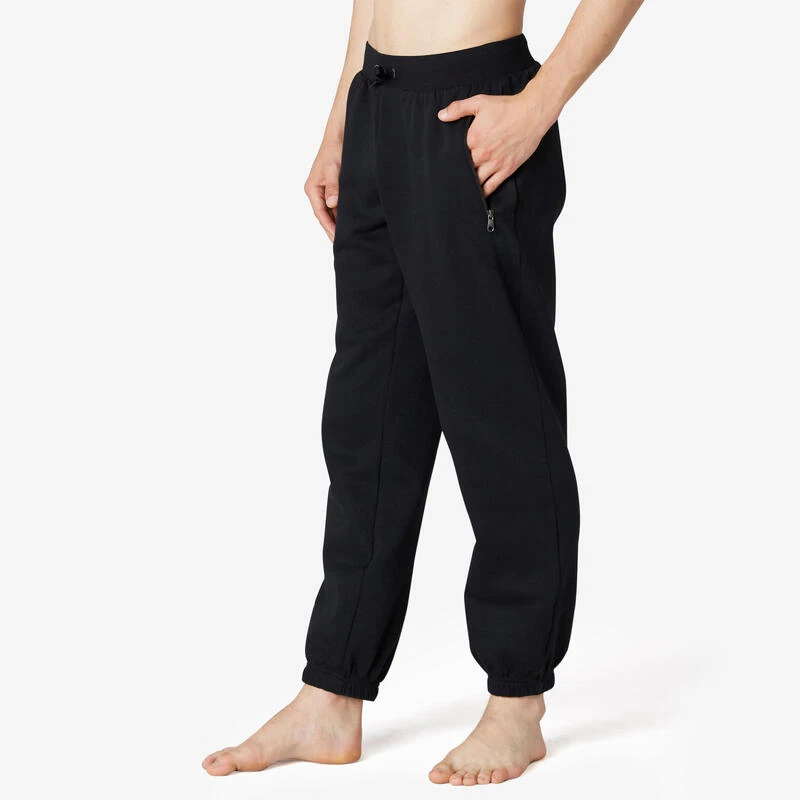 Pantalón Chándal Fitness Felpa Recto Hombre Domyos 500 Negro 1 Pantalón Chándal Fitness Felpa Recto Hombre Domyos 500 Negro