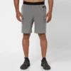Pantalón Corto Fitness Hombre Gris Rendimiento Transpirable Bolsillos Cremallera