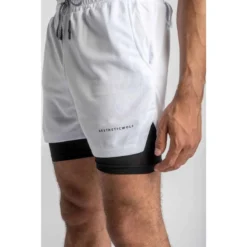 Pantalón Corto Utilitario Fitness - Hombre - Blanco -Equipo De Fitness pantalon corto utilitario fitness hombre blanco 2