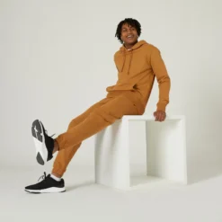 Pantalón Jogger Fitness 500 Essential Hombre Marrón Avellana -Equipo De Fitness pantalon jogger fitness 500 essential hombre marron avellana 4