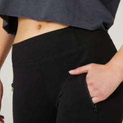 Pantalón Jogger Fitness Ajustado Algodón Con Bolsillos Mujer Domyos 520 Negro -Equipo De Fitness pantalon jogger fitness ajustado algodon con bolsillos mujer domyos 520 negro 4