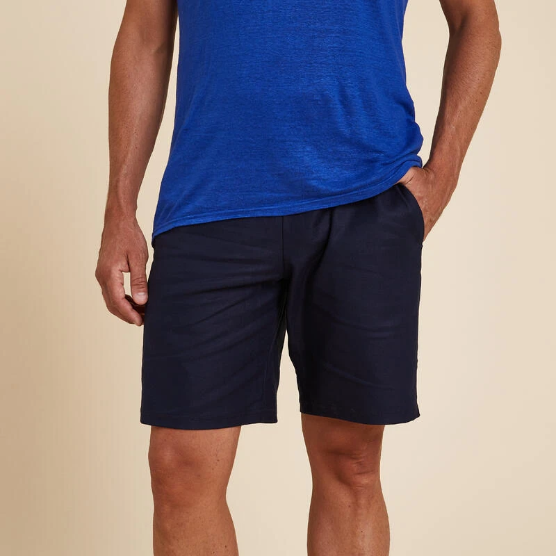 SHORT YOGA HOMBRE TELA LINO Y ALGODÓN AZUL ÍNDIGO 1 SHORT YOGA HOMBRE TELA LINO Y ALGODÓN AZUL ÍNDIGO