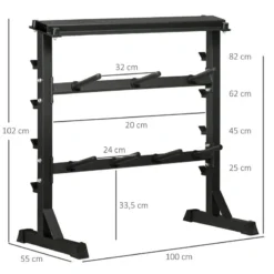 Soporte Para Barras Mancuernas Y Pesas HOMCOM 100x55x102 Cm Negro 5 Soporte Para Barras Mancuernas Y Pesas HOMCOM 100x55x102 Cm Negro -Equipo De Fitness soporte para barras mancuernas y pesas homcom 100x55x102 cm negro 2