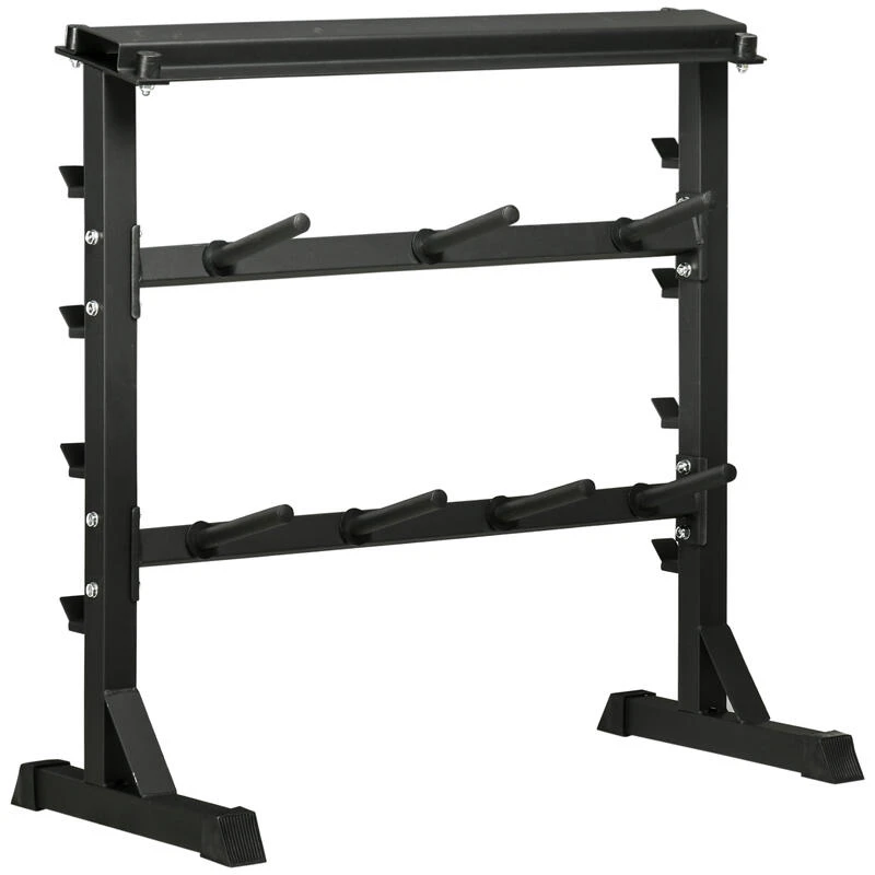 Soporte Para Barras Mancuernas Y Pesas HOMCOM 100x55x102 Cm Negro 1 Soporte Para Barras Mancuernas Y Pesas HOMCOM 100x55x102 Cm Negro