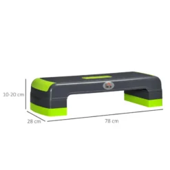Step De Aeróbic Altura Ajustable 10/15/20 Cm HOMCOM 78x28x20 Cm Verde -Equipo De Fitness step de aerobic altura ajustable 101520 cm homcom 78x28x20 cm verde 2