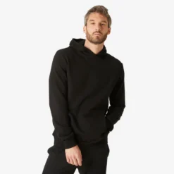 Sudadera Chaqueta Fitness Con Capucha Hombre Domyos 100 Negro