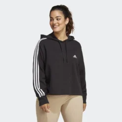 ADIDAS Sudadera Con Capucha Essentials French Terry Crop 3 Bandas (Tallas Grandes)