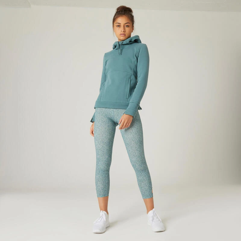 Sudadera Fitness Con Capucha Mujer Domyos 520 Verde 3 Sudadera Fitness Con Capucha Mujer Domyos 520 Verde - Imagen 3