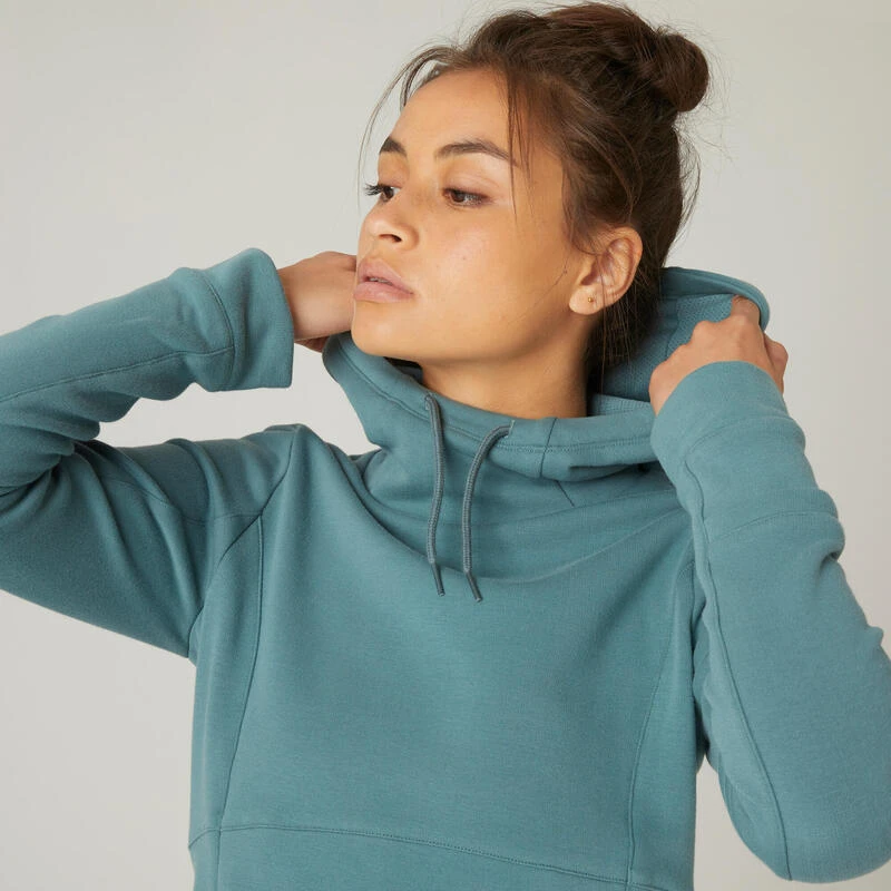 Sudadera Fitness Con Capucha Mujer Domyos 520 Verde 4 Sudadera Fitness Con Capucha Mujer Domyos 520 Verde - Imagen 4