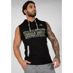 Sudadera Sin Mangas Con Capucha Poliéster Hombre GORILLA WEAR Melbourne Negro -Equipo De Fitness sudadera sin mangas con capucha poliester hombre gorilla wear melbourne negro 3