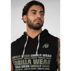 Sudadera Sin Mangas Con Capucha Poliéster Hombre GORILLA WEAR Melbourne Negro -Equipo De Fitness sudadera sin mangas con capucha poliester hombre gorilla wear melbourne negro 4