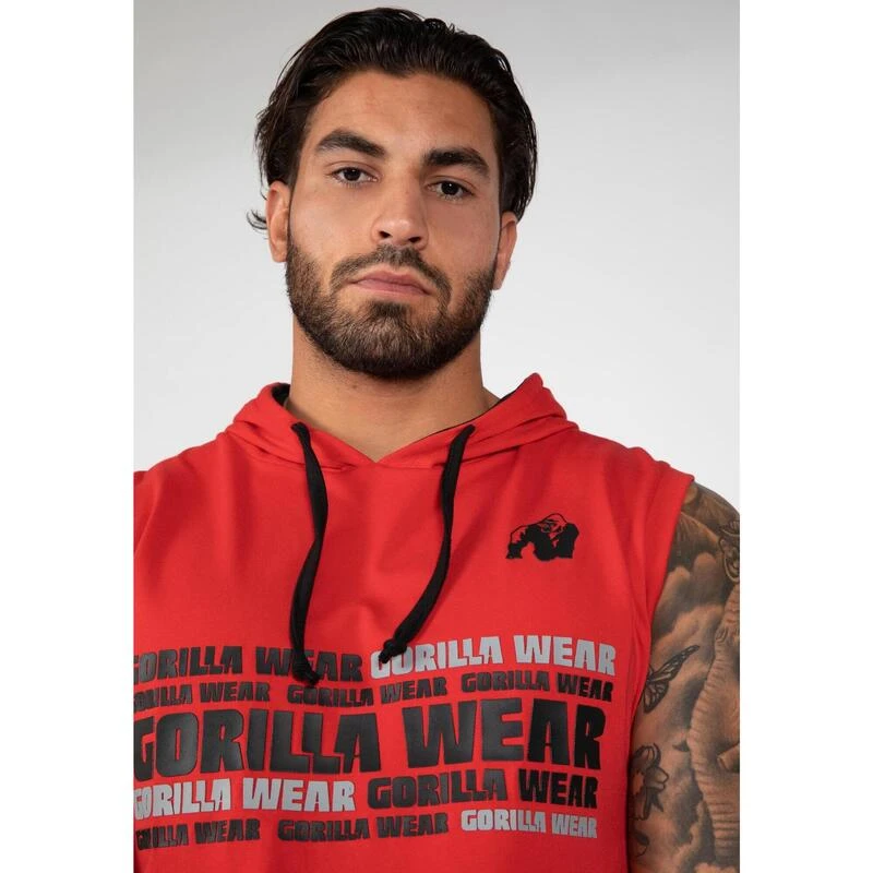 Sudadera Sin Mangas Con Capucha Poliéster Hombre GORILLA WEAR Melbourne Rojo 5 Sudadera Sin Mangas Con Capucha Poliéster Hombre GORILLA WEAR Melbourne Rojo - Imagen 5