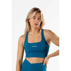 Sujetador Deportivo Fitness Con Espalda Cruzada Azul Oscuro