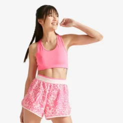 Sujetador-Top Fitness 100 Negro Sujeción Ligera -Equipo De Fitness sujetador fitness 100 mujer rosa sujecion ligera