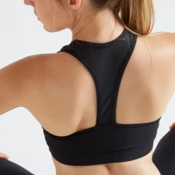 Sujetador-Top Fitness 100 Negro Sujeción Ligera -Equipo De Fitness sujetador top fitness 100 negro sujecion ligera 2